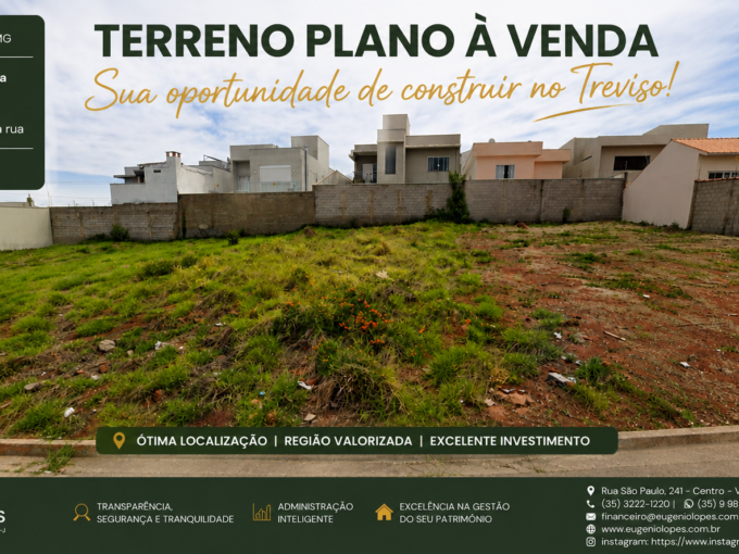 ✨ TERRENO PLANO A VENDA – 231m2 – TREVISO ✨